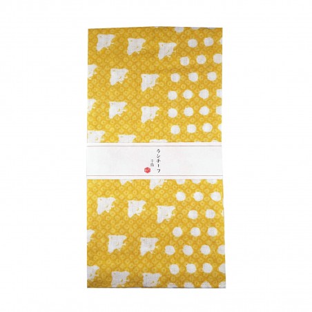Furoshiki - Type yellow bird and white polka dots (54x54 cm) Domechan YQW-84357242 - www.domechan.com - Japanese Food