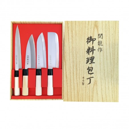 Conjunto de cuchillos, japonés seki ryu sashimi-deba-santoku-nakiri - 4 pcs Seki Ryu JAK-99362790 - www.domechan.com - Comida...