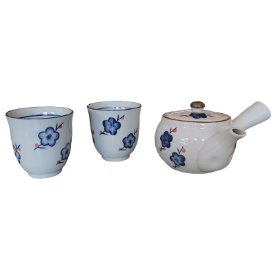 Ceramic tea set with blue flowers and ceramic handle Uniontrade FIO-23650000 - www.domechan.com - Japanese Food