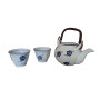 Juego de té de cerámica con flores azules y mango de madera. Uniontrade FIO-98657888 - www.domechan.com - Comida japonesa
