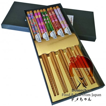 Ensemble 5 baguettes en bois de style japonais - Flower Type Uniontrade DYW-93595769 - www.domechan.com - Nourriture japonaise