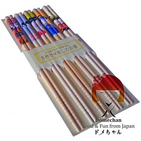 Conjunto 5 palillos de madera de estilo japonés - Tipo Geisha II Domechan MMW-76396743 - www.domechan.com - Comida japonesa