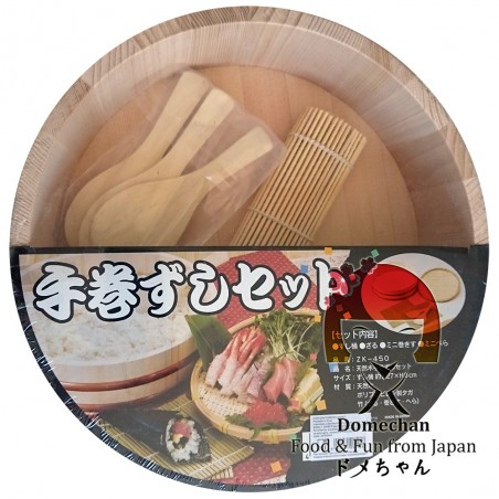 Hangiri Holzset für Sushi-Reis - 27 cm Domechan PM-1XAC-4S4A - www.domechan.com - Japanisches Essen